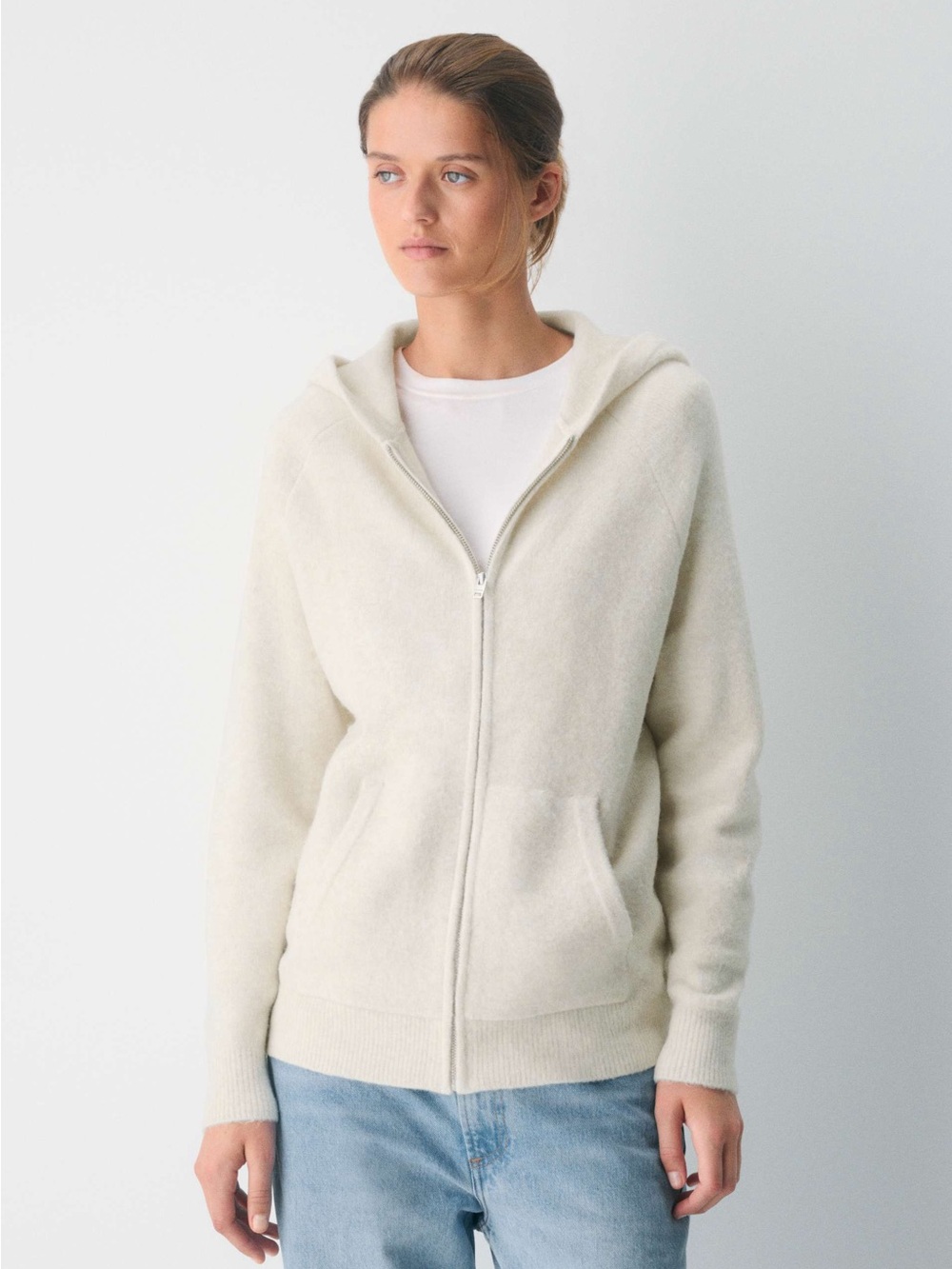 Wool Cashmere Zip-Up Hoodie TNA Green